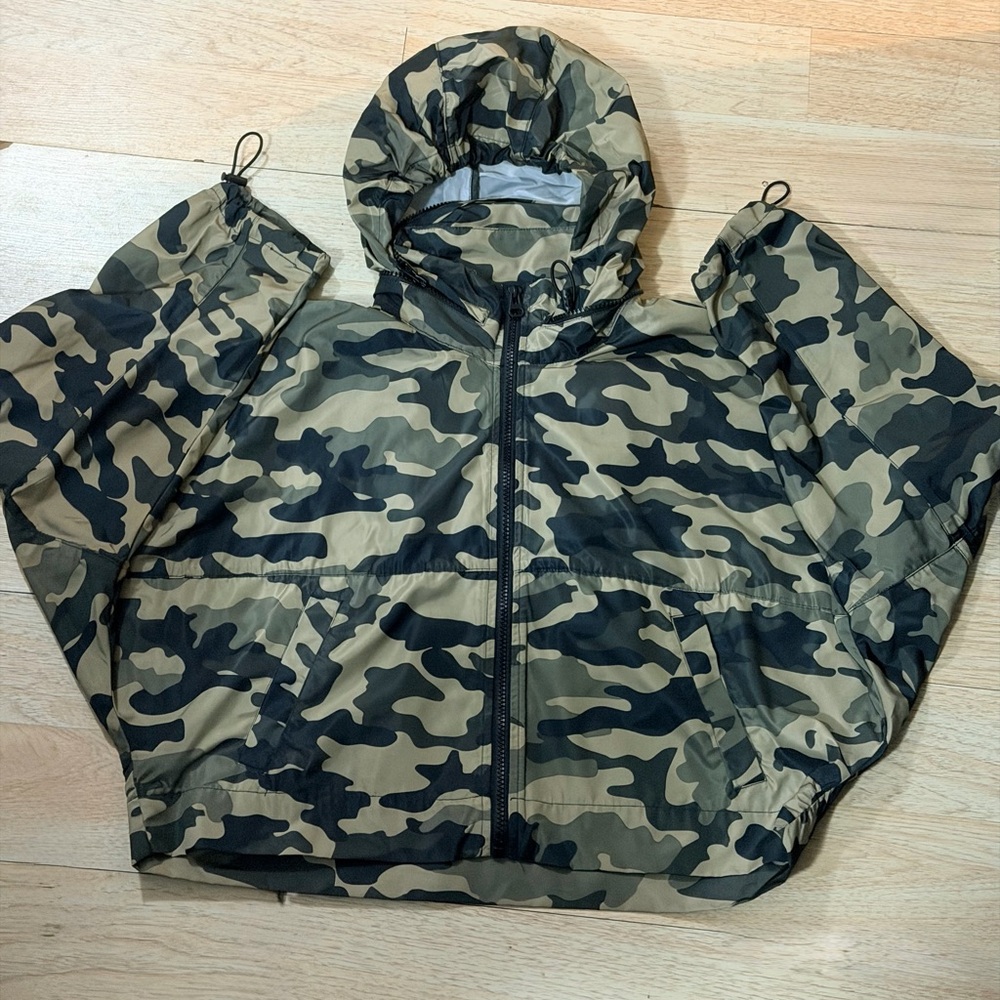 Zara Camouflage Hooded Windbreaker - Green & Tan & Black